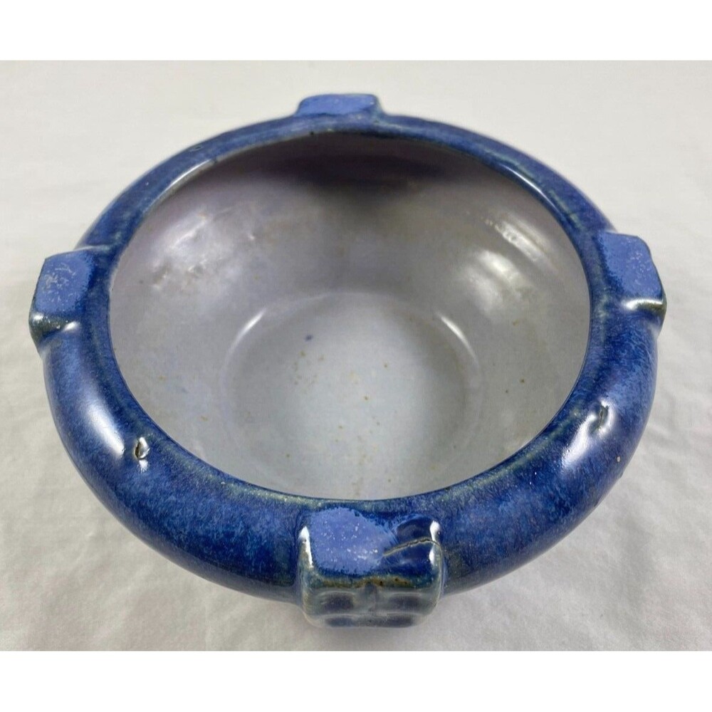 Peters & Reed Blue Bowl Planter Arts & Crafts Vintage Zanesville Pottery 6"